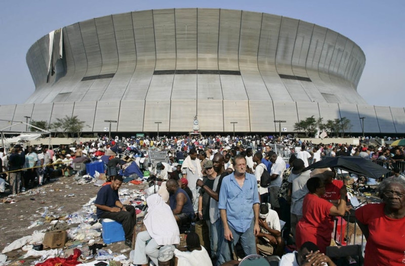 The outside of the superdome where victims are staying