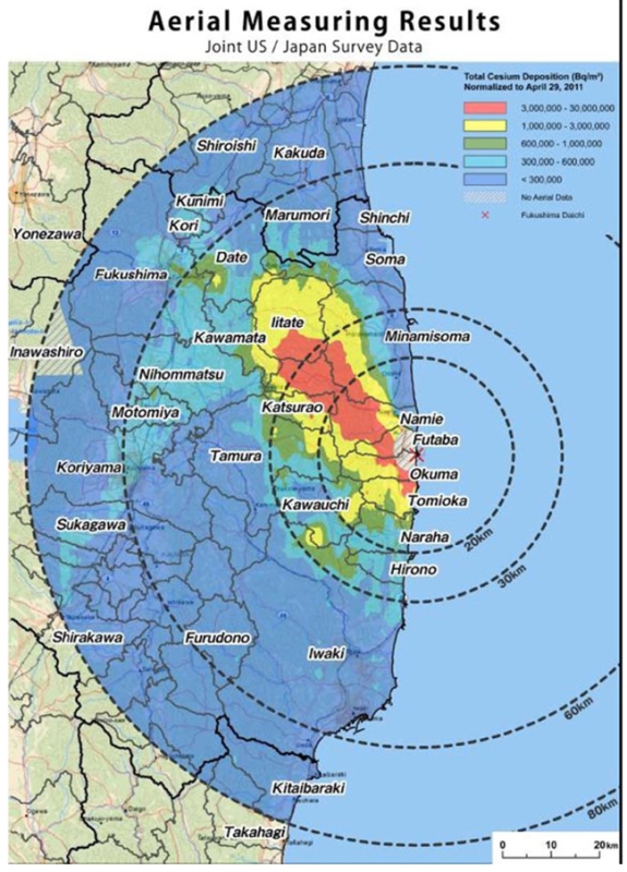Caesium Deposition Surrounding Fukushima Daiichi