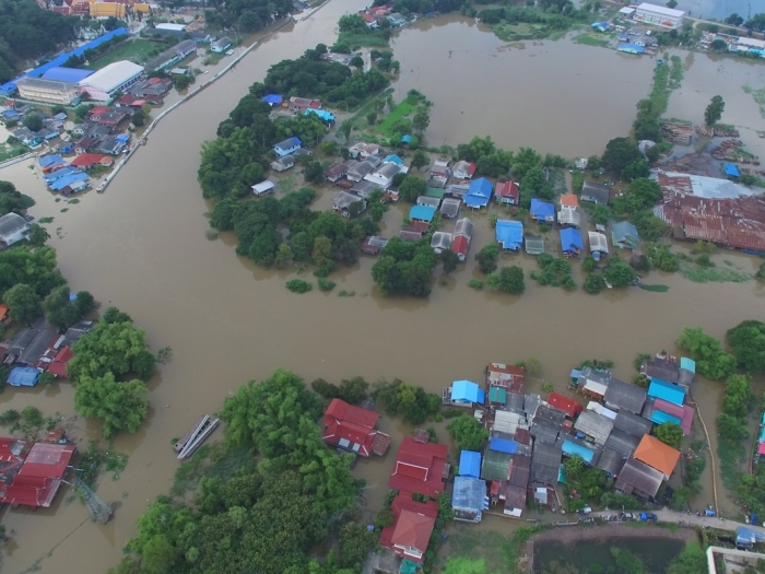 Aerial View of Flooded Neighborhood